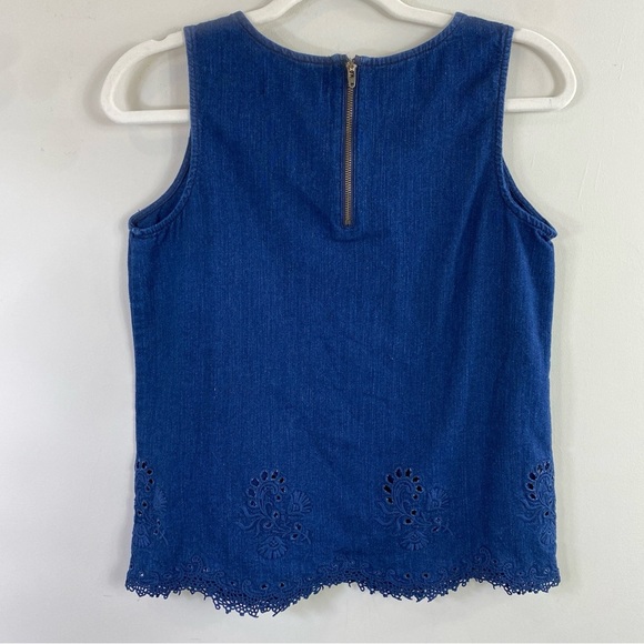 Madewell Iris Lace Denim Chambray Zippered Back Top Tank Size Small - Picture 4 of 11